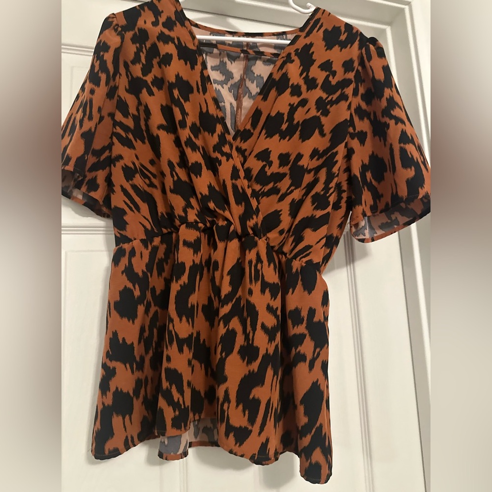 Stylish V-Neck Leopard Print Blouse